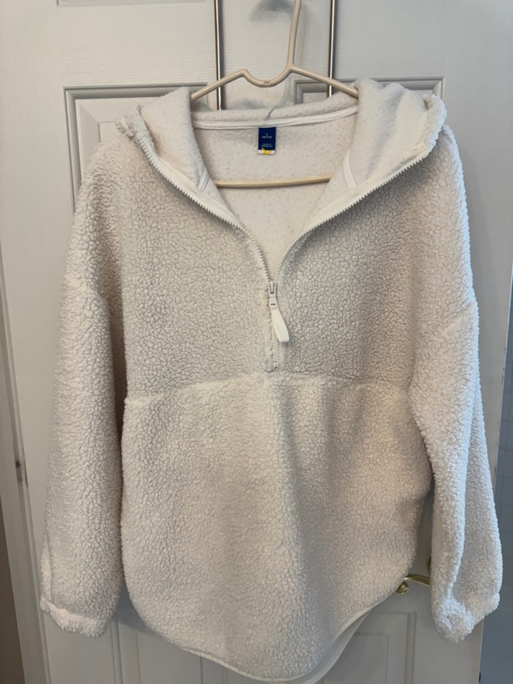 Old Navy Cream Sherpa Half-Zip Hoodie